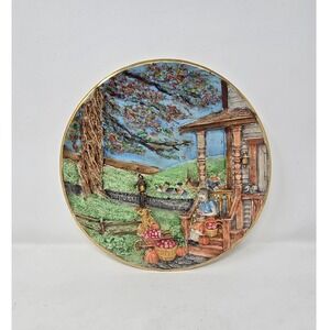 Vtg byron molds plate apples picking pottery wall hanging hand painted farmhouse